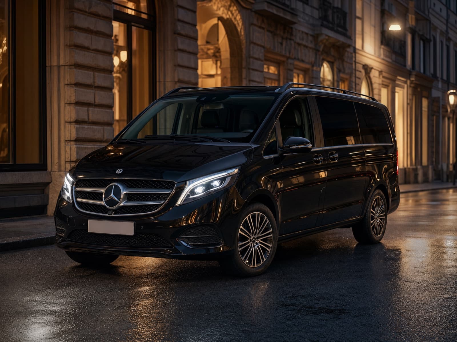 Black Mercedes-Benz V-Class used for premium group and family chauffeur transfers